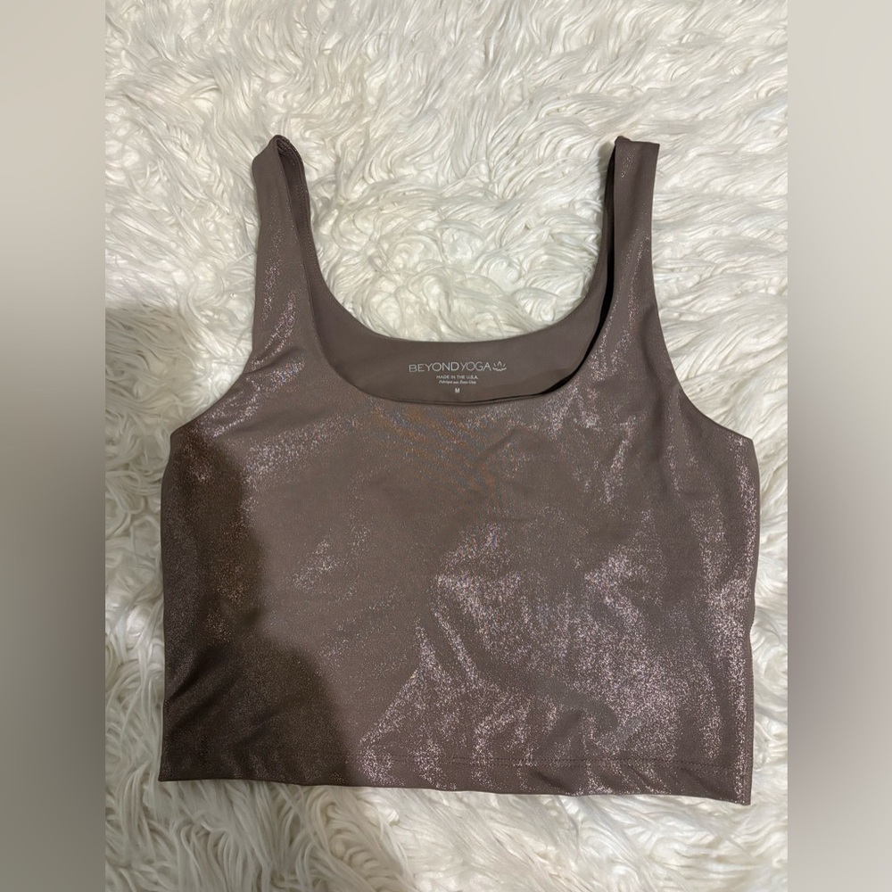 Beyond Yoga Shimmering Brown Cropped Top